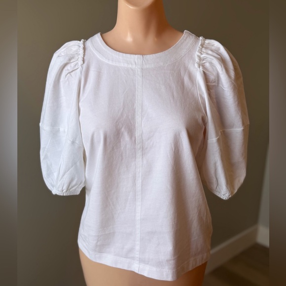🌶️ NWT Madewell White Puff Sleeve Blouse Size XS - Picture 2 of 6